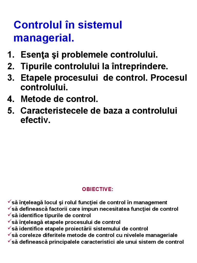 Controlul În Sistemul Managerial | PDF