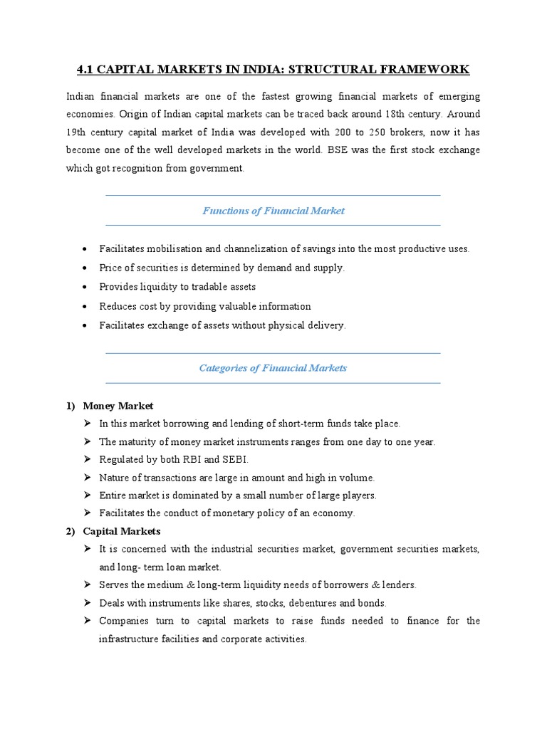 Capital Markets in India | PDF | Securities (Finance) | Financial Markets