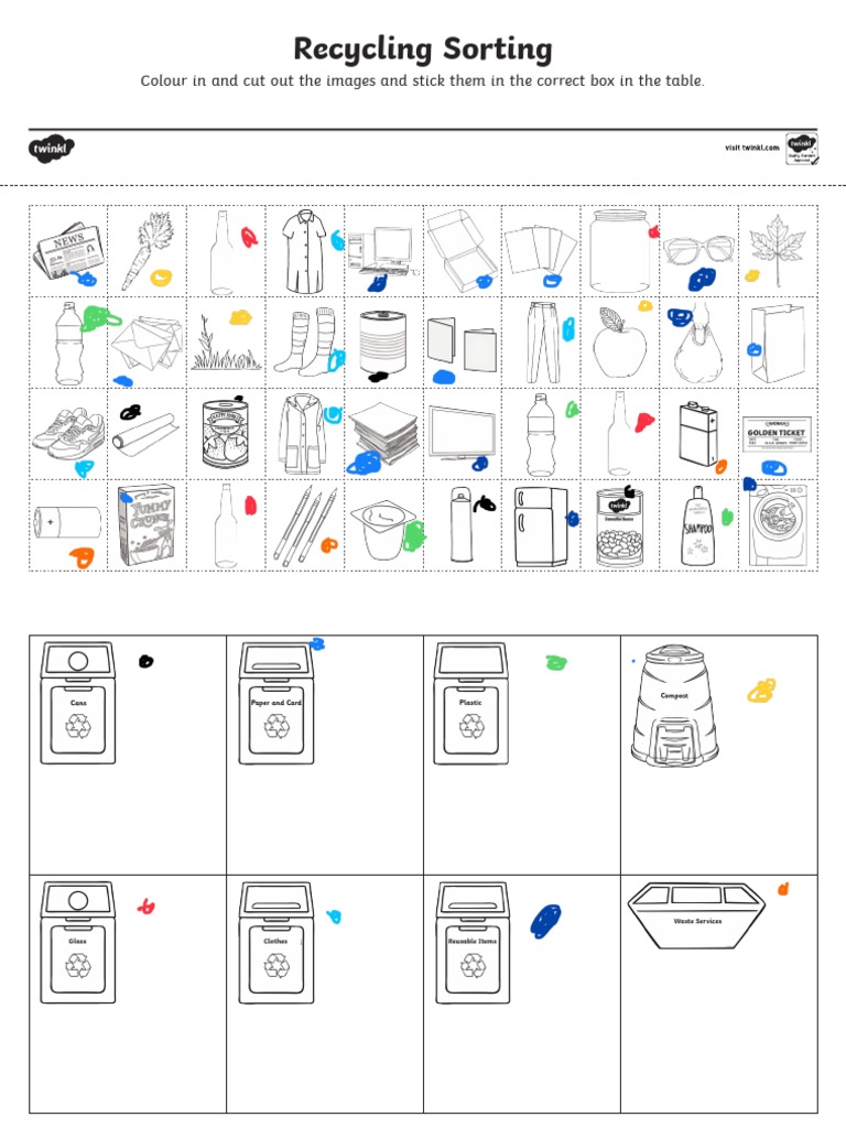 Recycling Sorting Worksheet | PDF