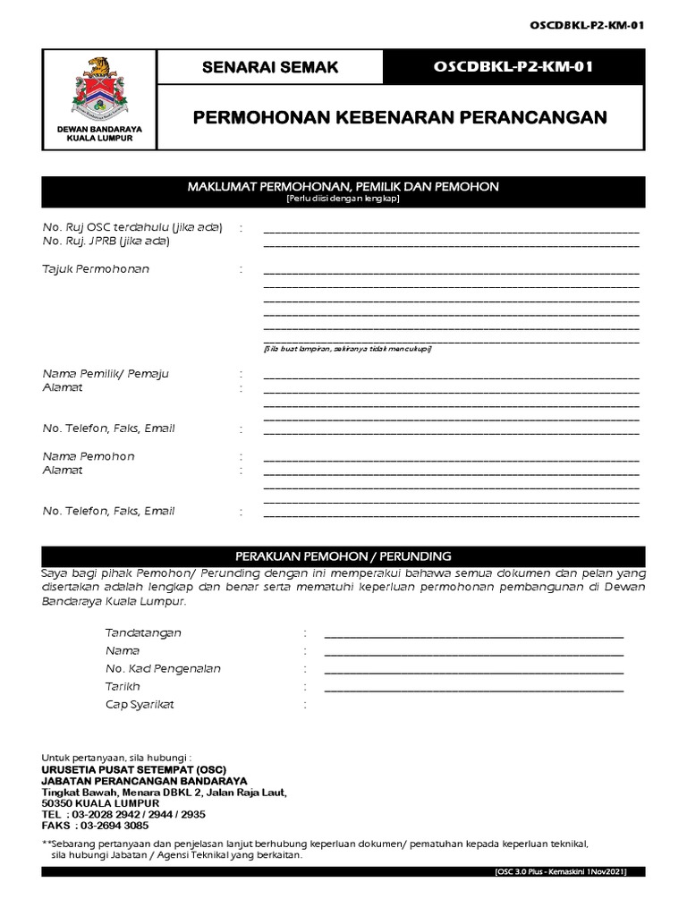 Senarai Semak Kebenaran Merancang DBKL | PDF