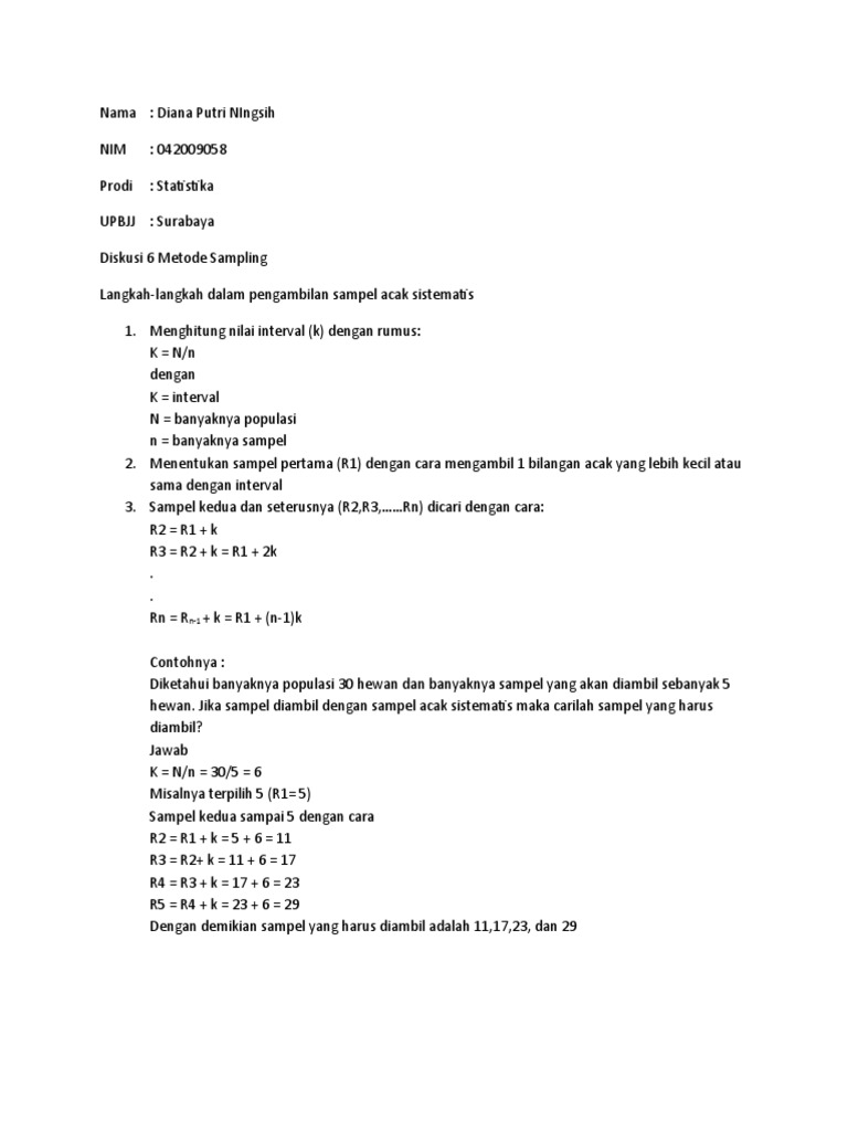 Metode Sampling Acak Sistematis Statistika | PDF
