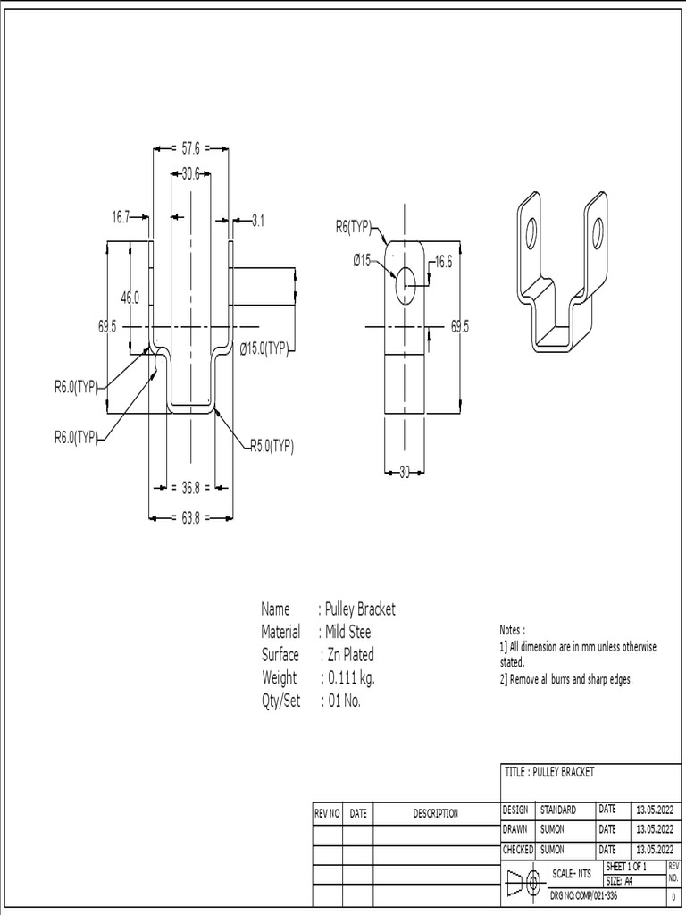 Pulley Bracket Assembly Details | PDF