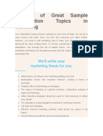 A List of Great Sample Dissertation Topics in Marketing