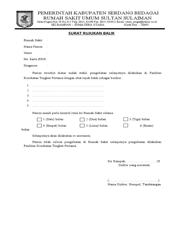 Surat Rujukan Balik BPJS Rumah Sakit | PDF | Pengembangan Diri