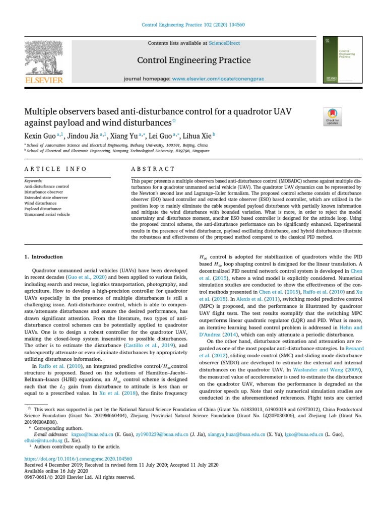 Quadrotor UAV Anti-Disturbance Control | PDF | Control Theory | Force