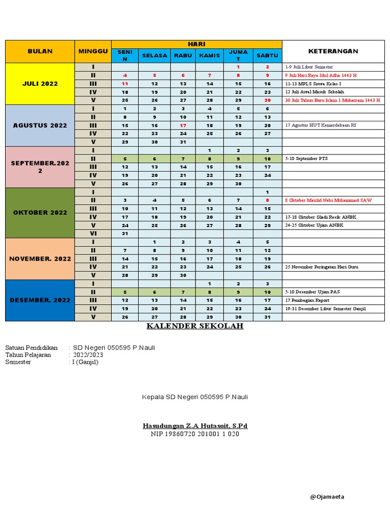 Kalender Sekolah | PDF