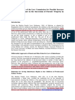 Recommendation of The Law Commission For Possible Increase of Daughter's Share in The Succession of Parents' Property in Absence of Son