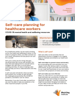 Self Care Planning For Healthcare Workers Fact Sheet