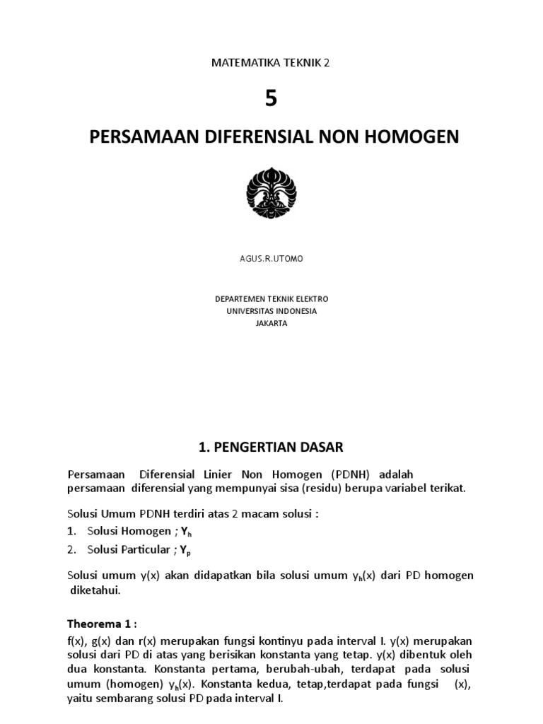 Solusi Partikular PD Non Homogen | PDF