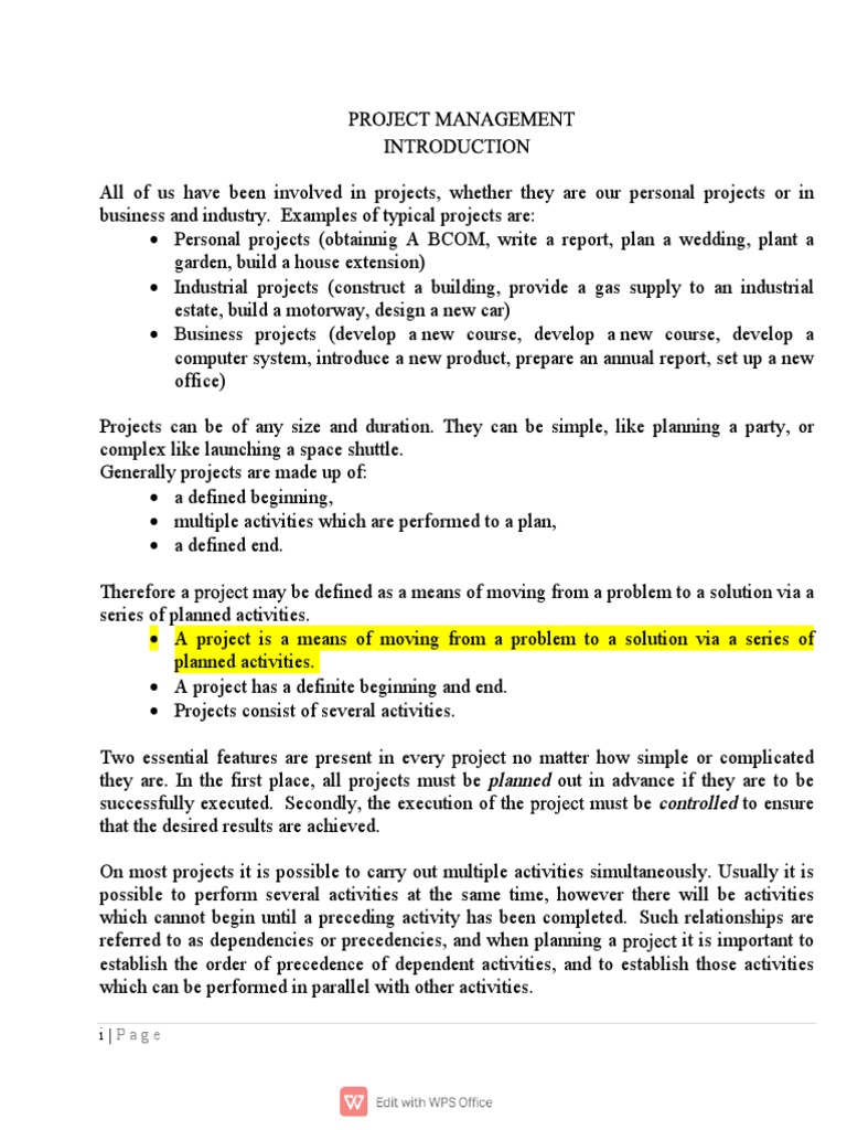 Project Management Notes | PDF