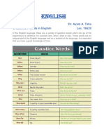 English: Question Words in English Lec. 19&20