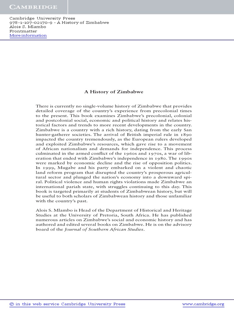 History of Zim | PDF | Robert Mugabe | Zimbabwe