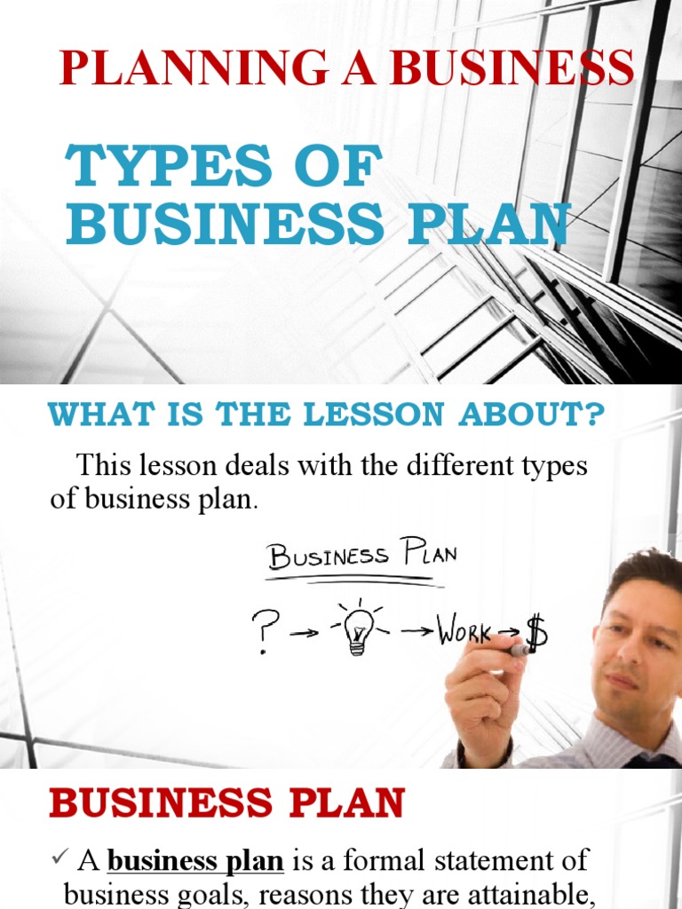 TYPES OF BUSINESS PLAN - Quarter3 LESSON 3 | PDF | Feasibility Study ...