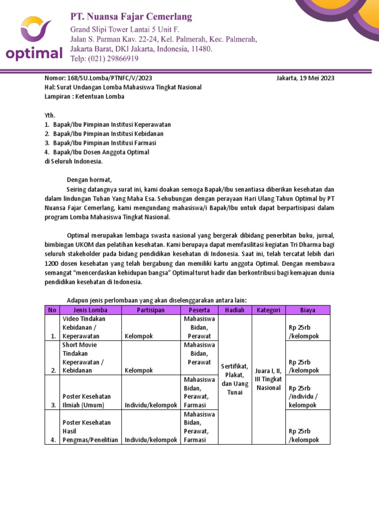 Surat Undangan Lomba | PDF