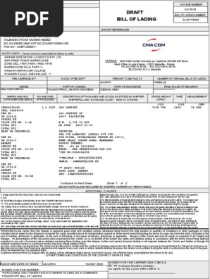 Bill of Lading Draft: Carrier | PDF | Bill Of Lading | Cargo
