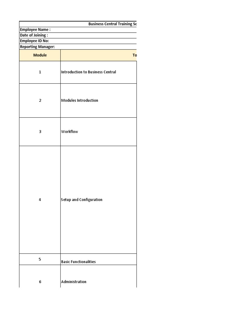 Business Central Training Schedule Overview | PDF | Systems Engineering ...