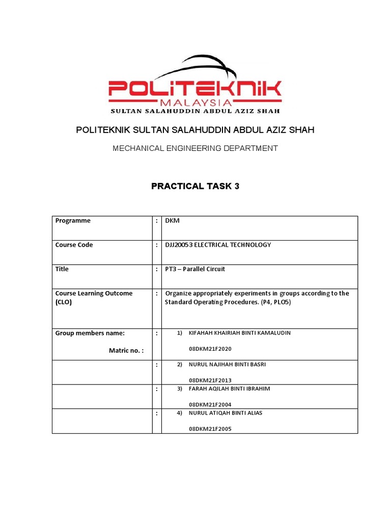 Report Electrical Lab 3 | PDF | Series And Parallel Circuits ...