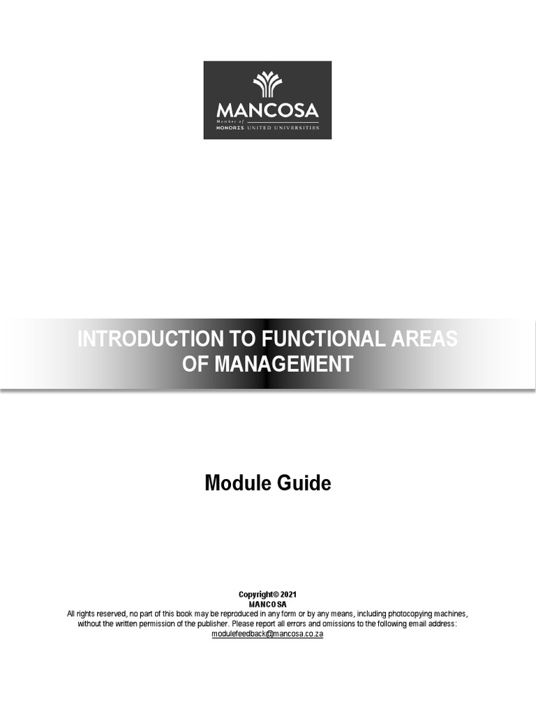 Introduction to functional areas of management pdf organizational