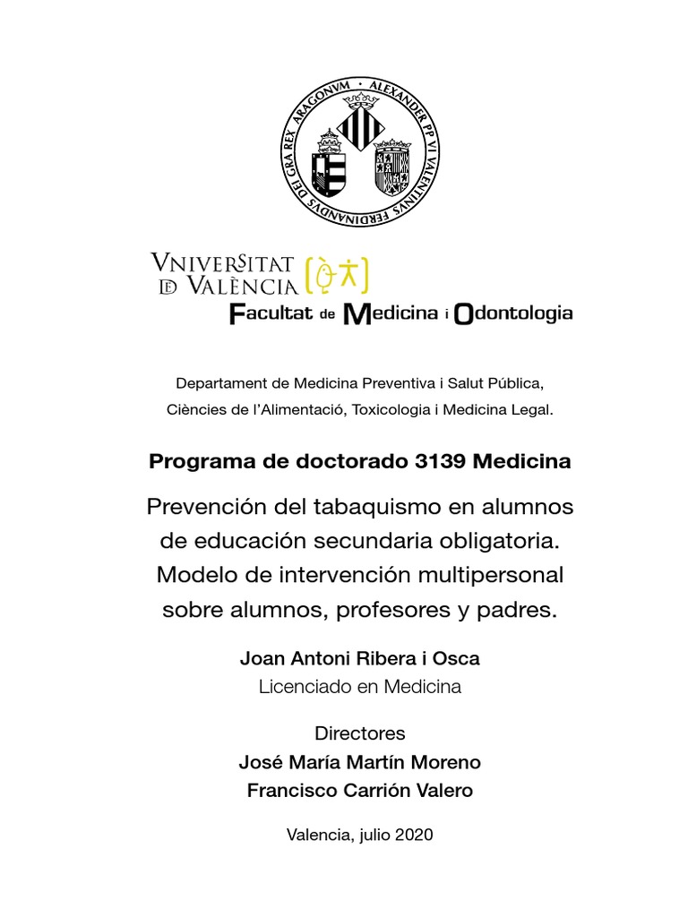 Joan antoni ribera osca tesis prevencion del tabaquismo alumnos