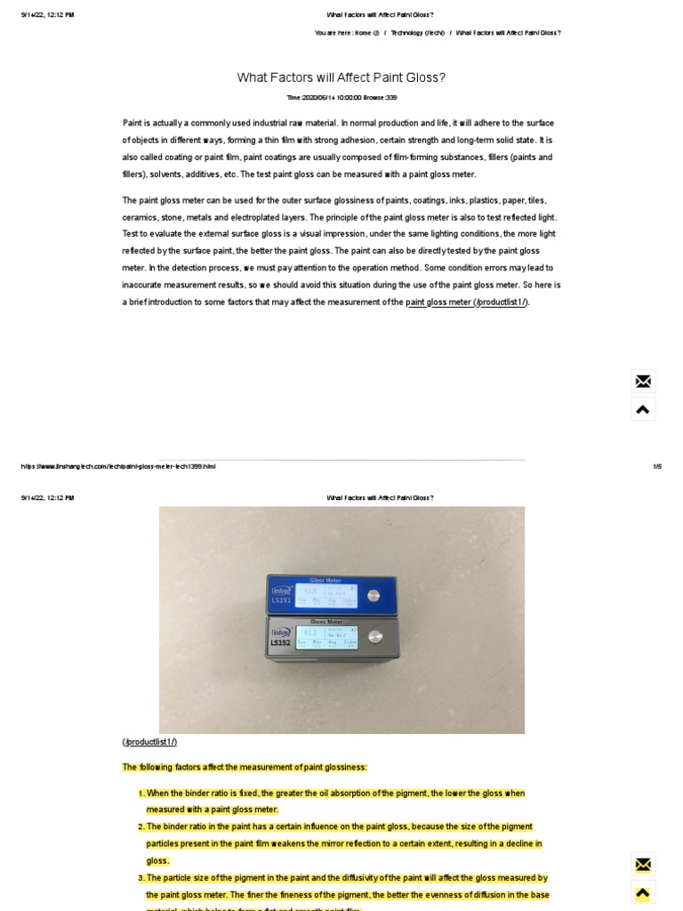 What Factors Will Affect Paint Gloss PDF Paint Coating