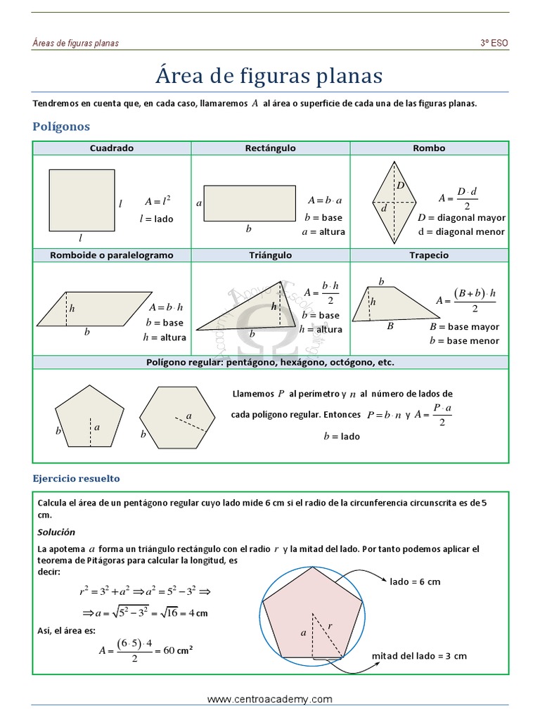 Areas Figuras Planas | PDF | Objetos geométricos | Formas geométricas