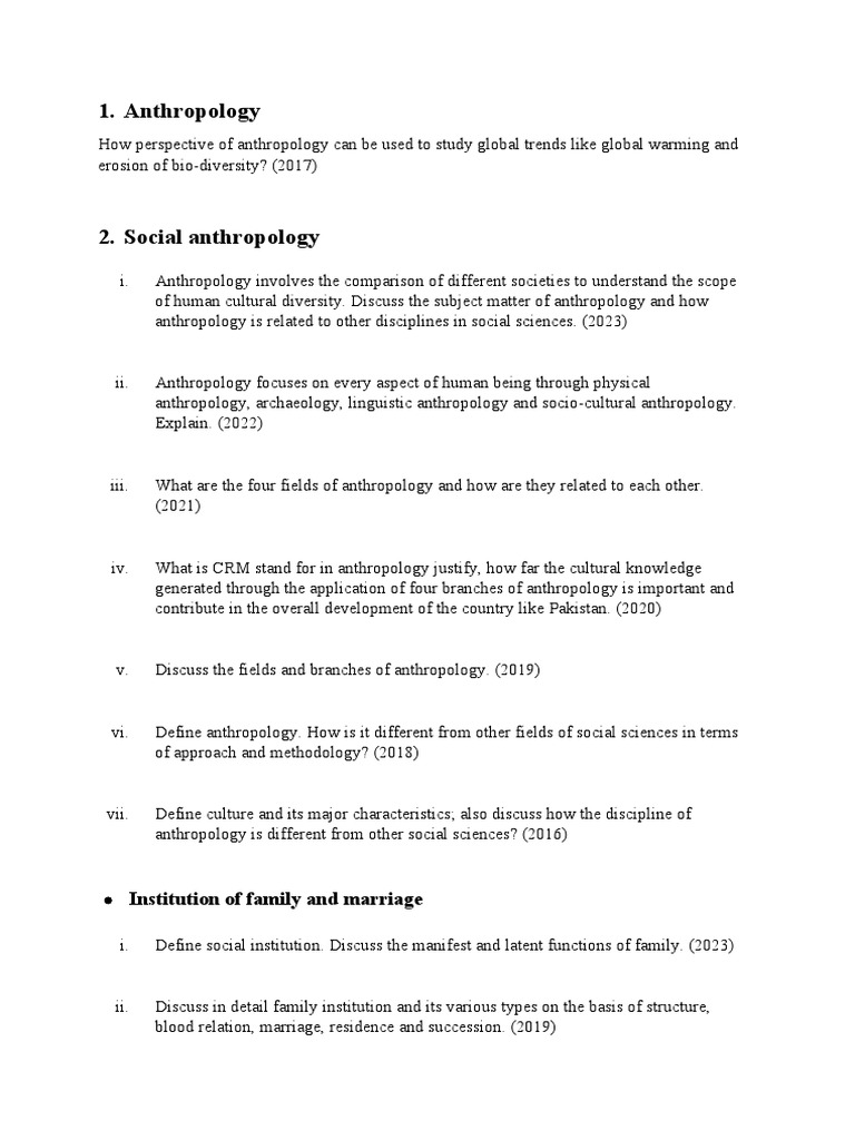 Anthropology: Scope and Applications | PDF | Anthropology | Cultural ...