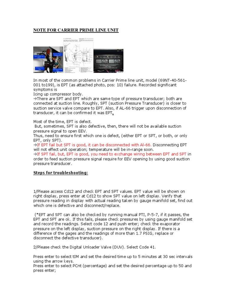 Troubleshooting Carrier Prime Line Units | PDF | Troubleshooting | Valve
