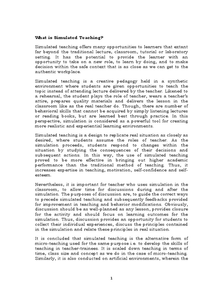 Understanding Simulated Teaching Methods | PDF | Mentorship | Teachers