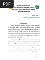 Weighing The Advantages, Disadvantages, and Criticisms: A Critical Analysis of Content-Based Instruction and Task-Based Instruction