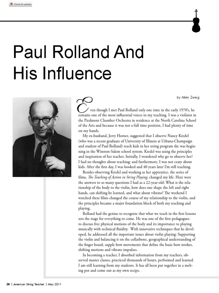 Paul Rolland and His Influence O: by Mimi Zweig | PDF | Violin ...