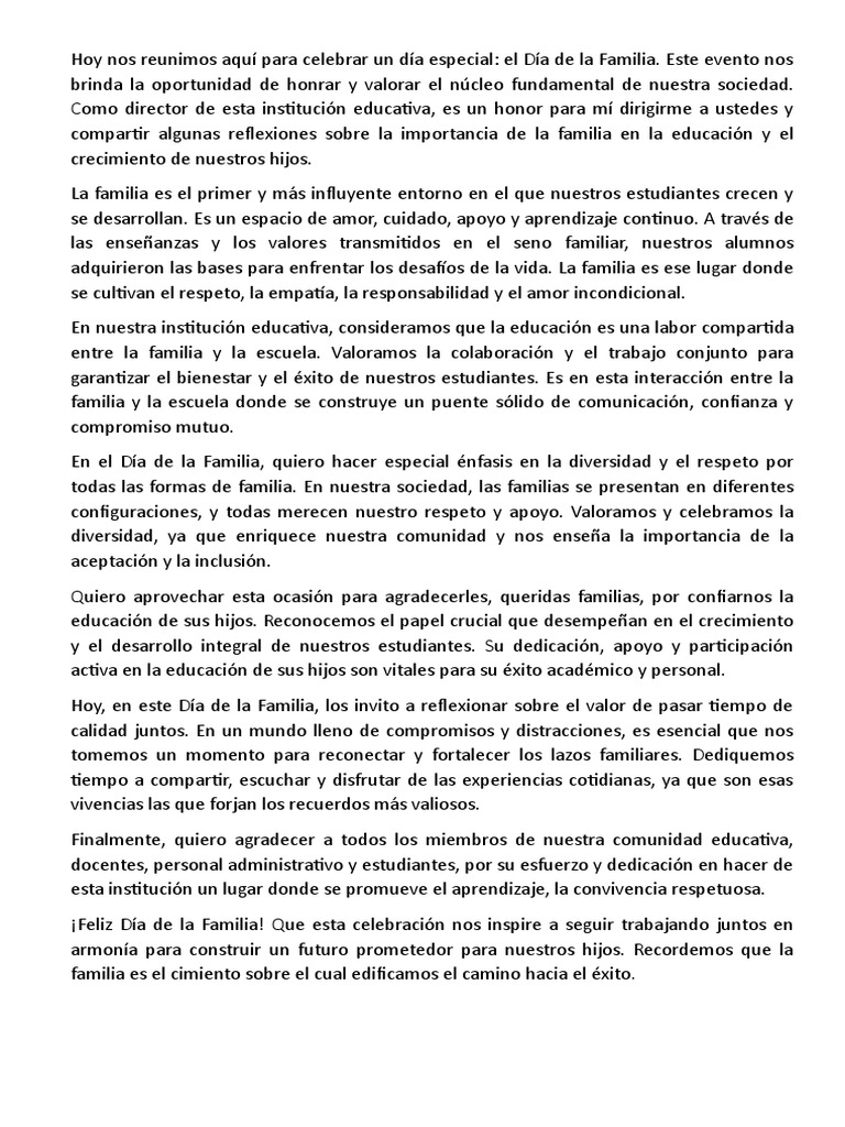 Celebración del Día de la Familia | PDF | Familia | Amor