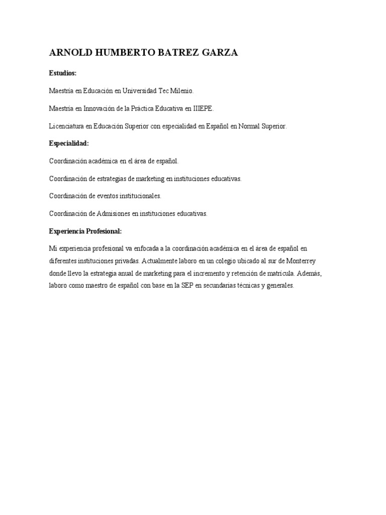 Formato Semblanza Arnold Batrez | PDF