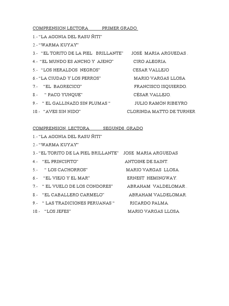 Comprension Lectora Primer Grado 2023 | PDF
