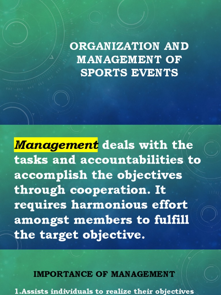 Organization and Management of Sports Events 4th PDF Tournament