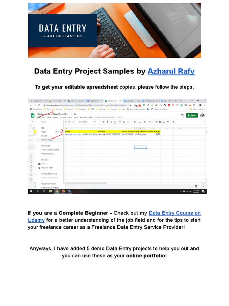Data Entry Practice Projects - Azharul Rafy | PDF | Microsoft Excel ...