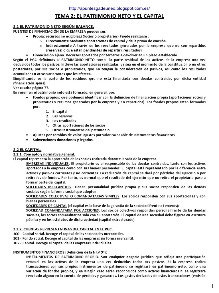 Patrimonio Neto y Capital: Definiciones Clave | PDF | Dividendo | Valor ...