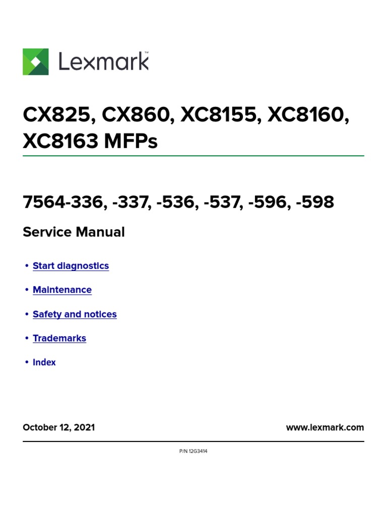 Lexmark cx825 cx860 xc8155 xc8160 xc8163 Mfps PDF Printer