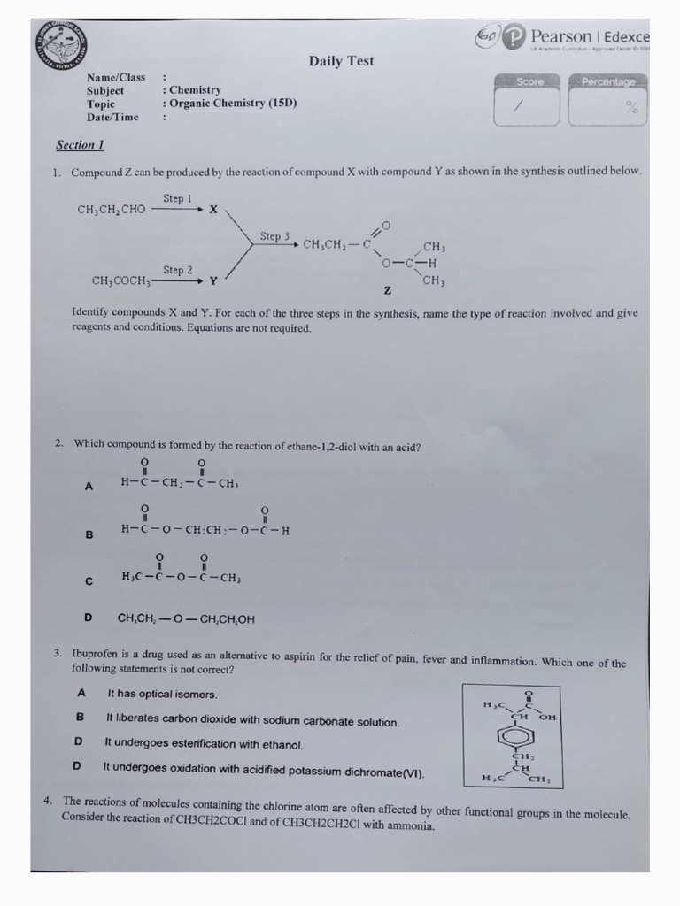 Chemistry Test PDF