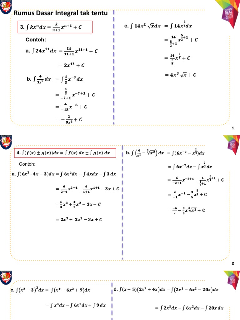 Rumus Dasar Integral Tak Tentu | PDF