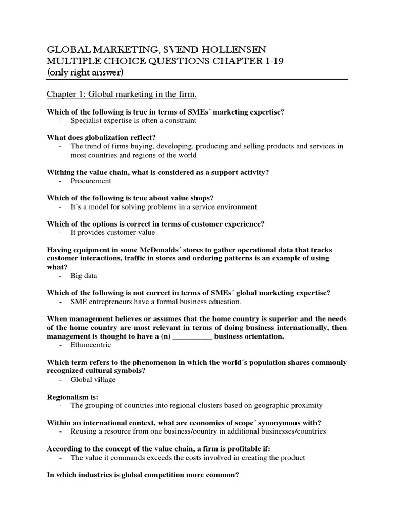 Multiple Choice Questions Chapter 1 19 PDF | PDF | Internationalization ...