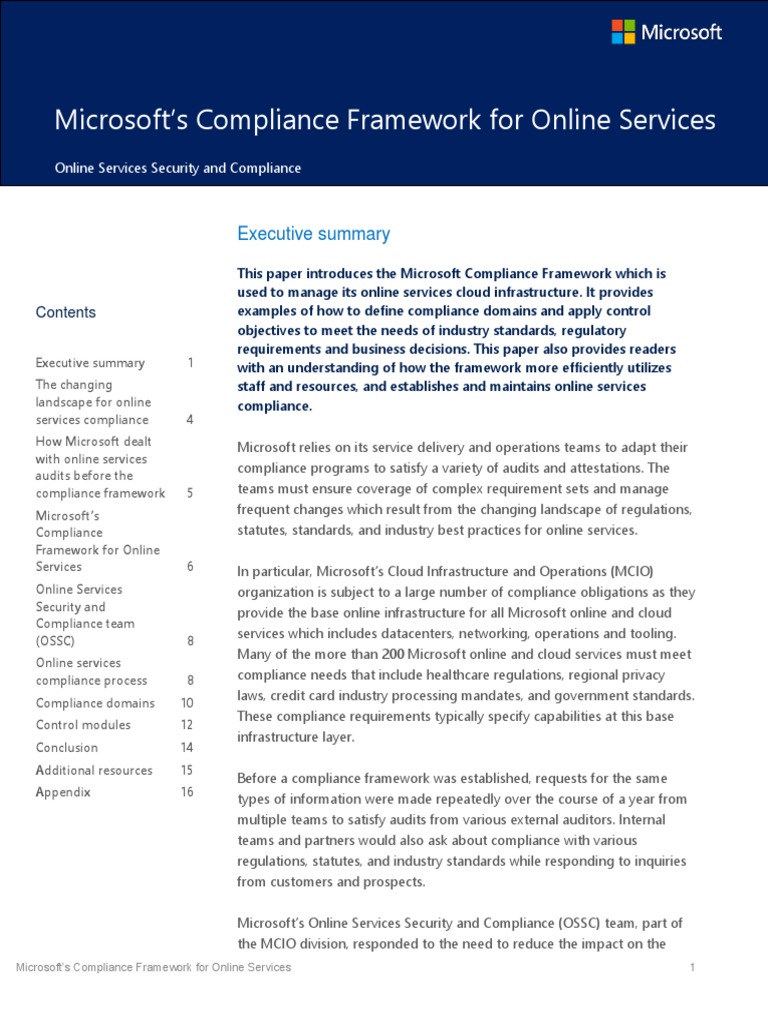 Microsoft Compliance Framework Overview | PDF | Information Security ...