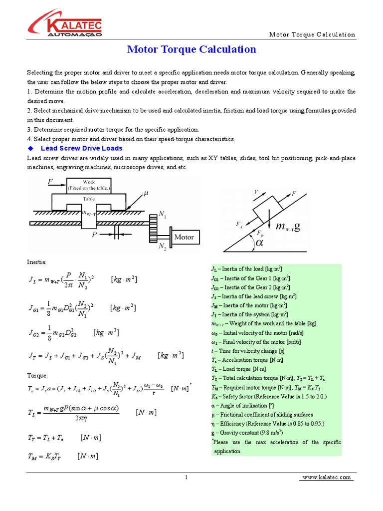 Torque Calculation PDF Gear Belt (Mechanical)