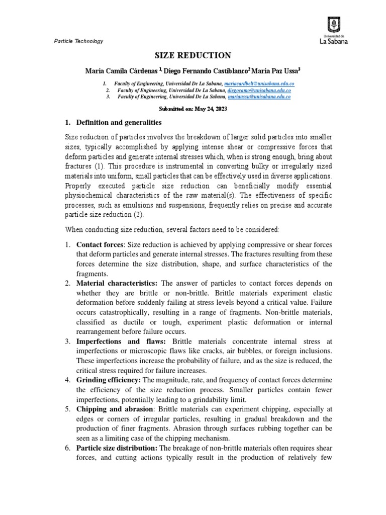 Size Reduction PDF Mill (Grinding) Fracture