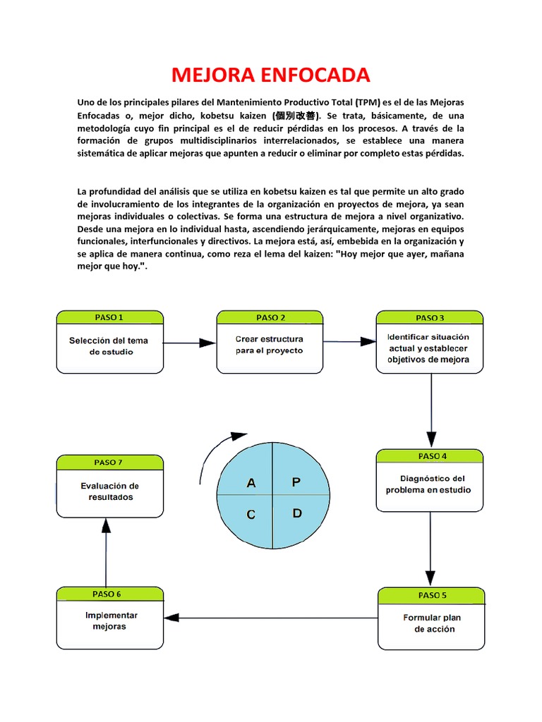 Mejora Enfocada en TPM: Kobetsu Kaizen | PDF | Negocios