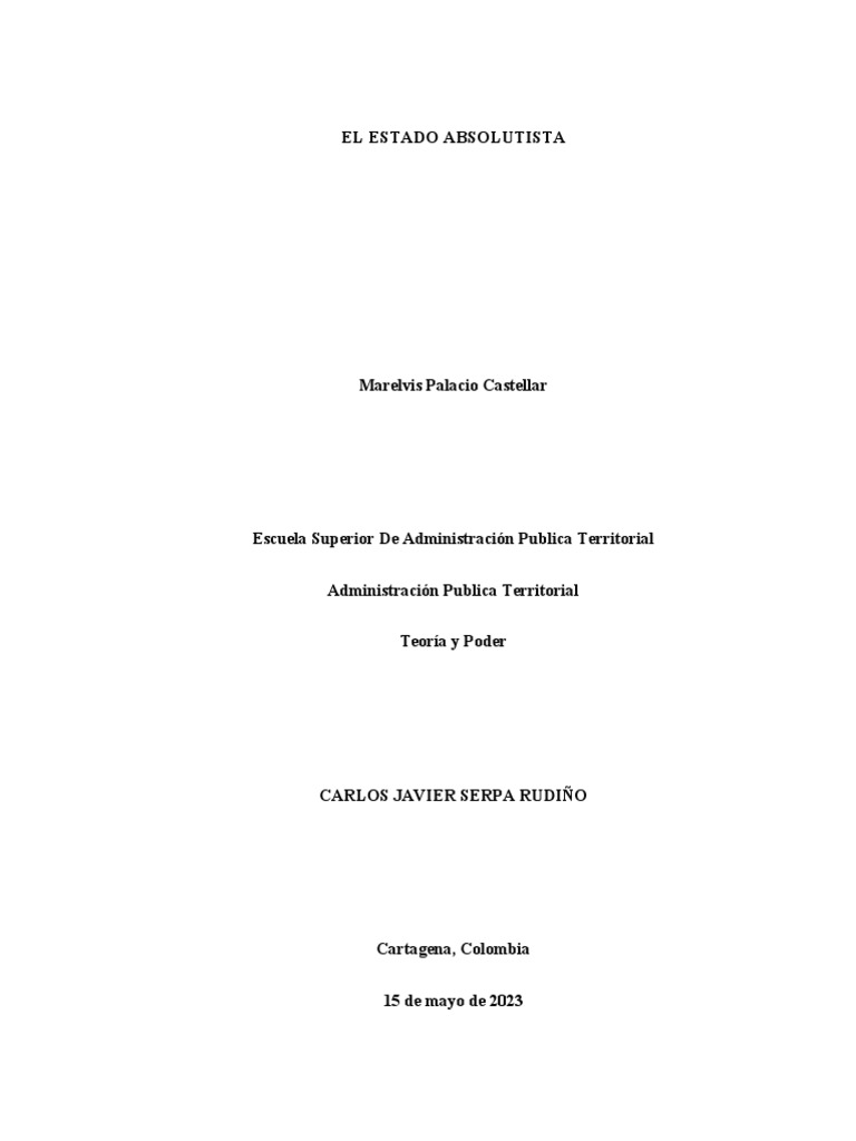 Teoria y poder estado absolutista pdf feudalismo edades medias