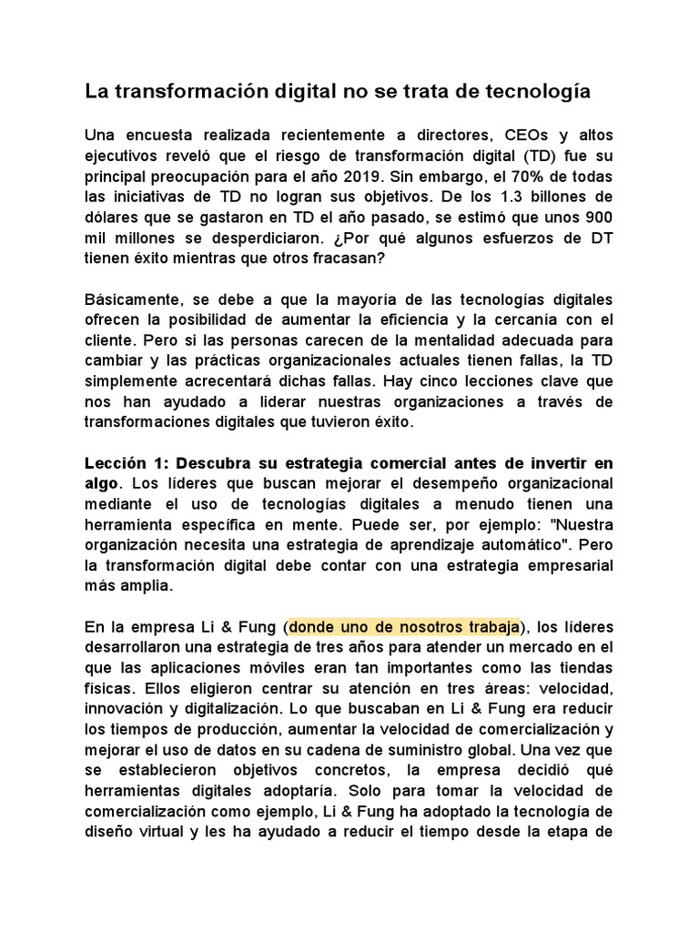 Claves para una Transformación Digital Exitosa | PDF | Crecimiento ...