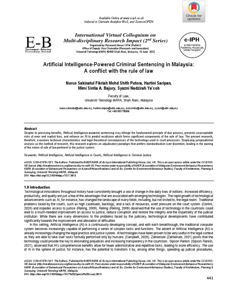 AI in Malaysian Criminal Sentencing | PDF | Artificial Intelligence ...