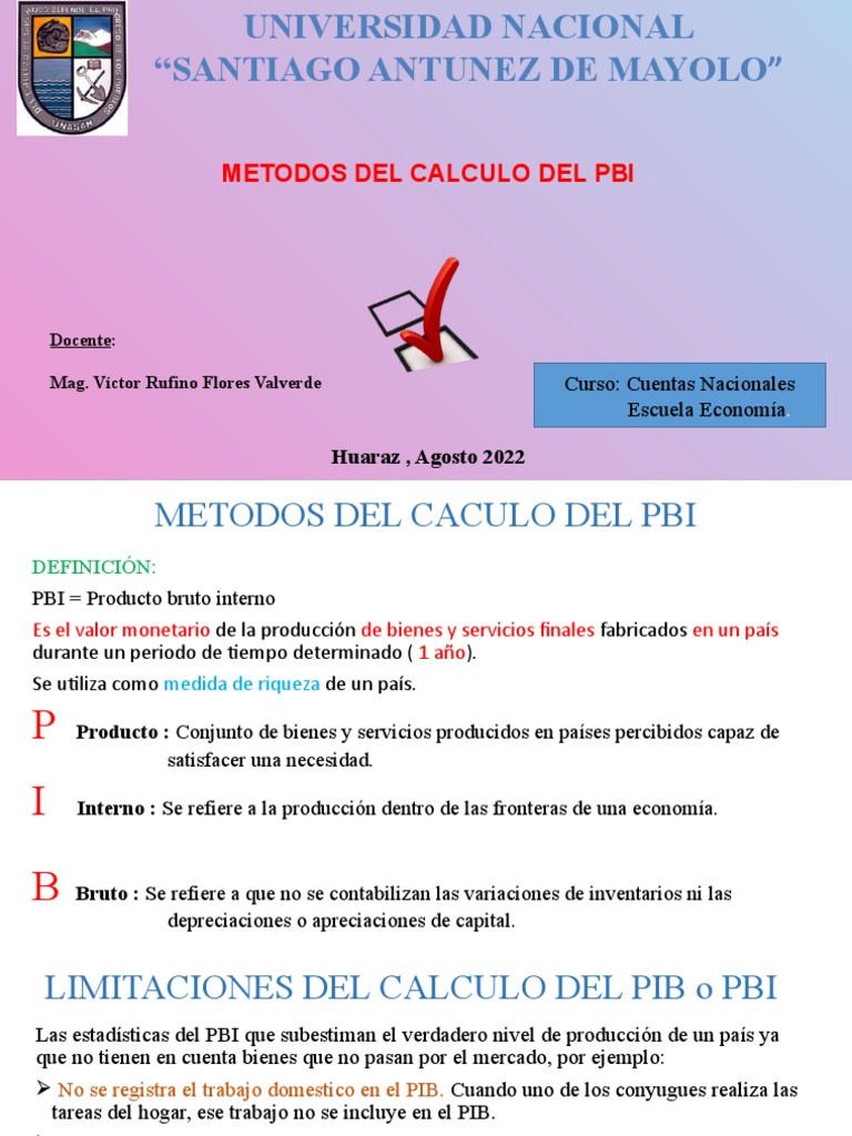 Métodos de Cálculo del PBI en Economía | PDF | Producto Interno Bruto ...