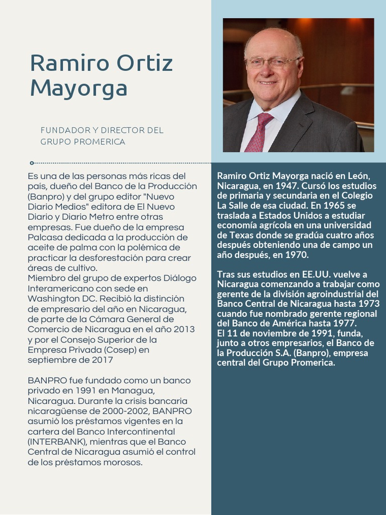 Ramiro Ortiz Mayorga: Fundador de Banpro | PDF | Negocios | Política