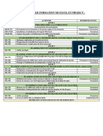 Programme de Formation MS Excel Et Project